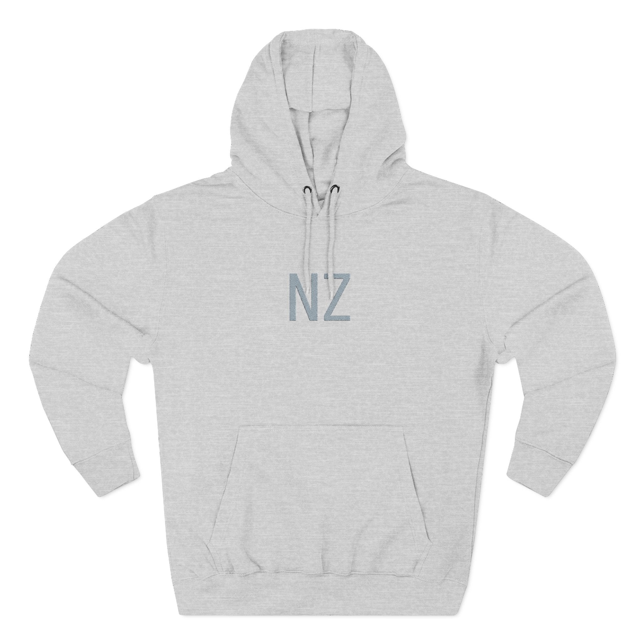 NZ Embroidered Fleece Hoodie - Grey