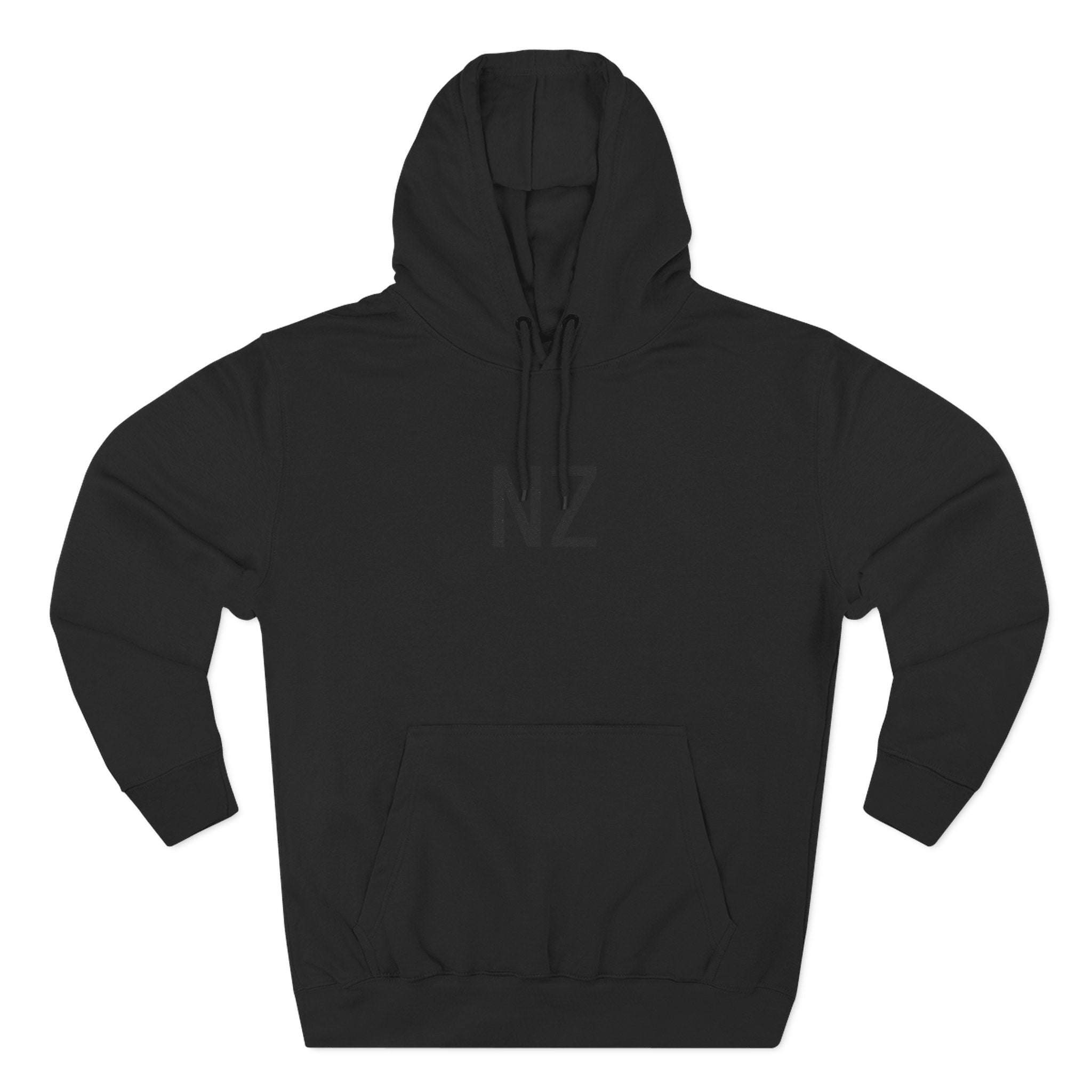 NZ Embroidered Fleece Hoodie - Black